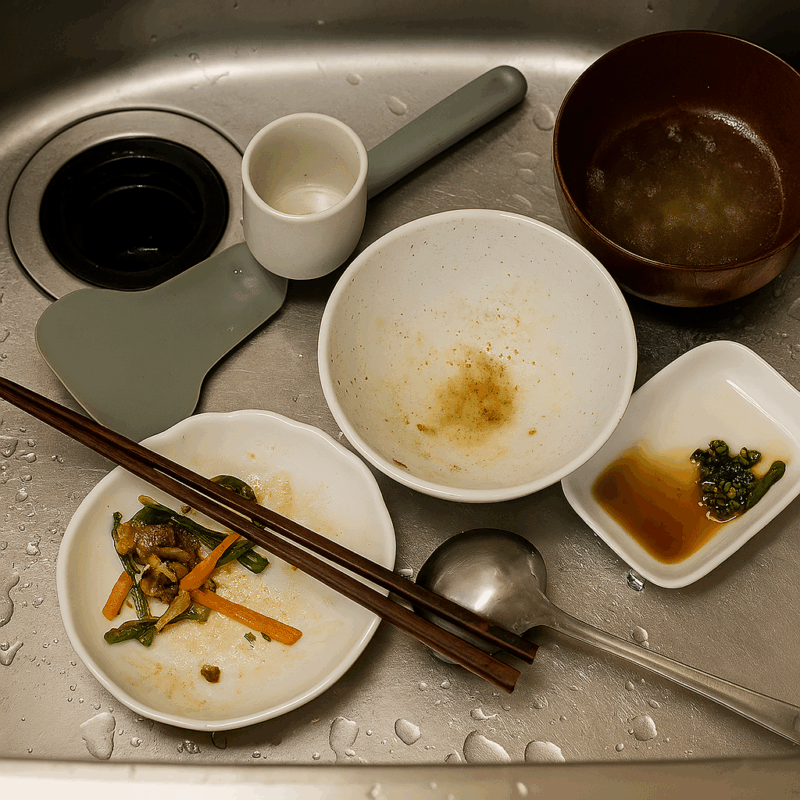 たまった食器の洗い物