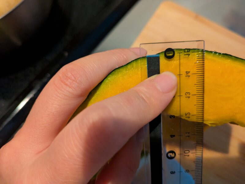 かぼちゃ、3㎝の厚さ