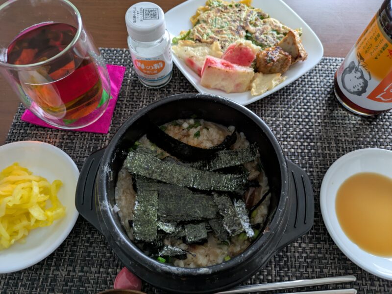 菊菜のチジミの昼ごはん