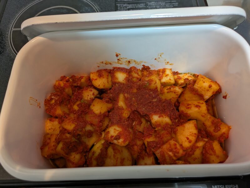 出来上がった大根キムチ